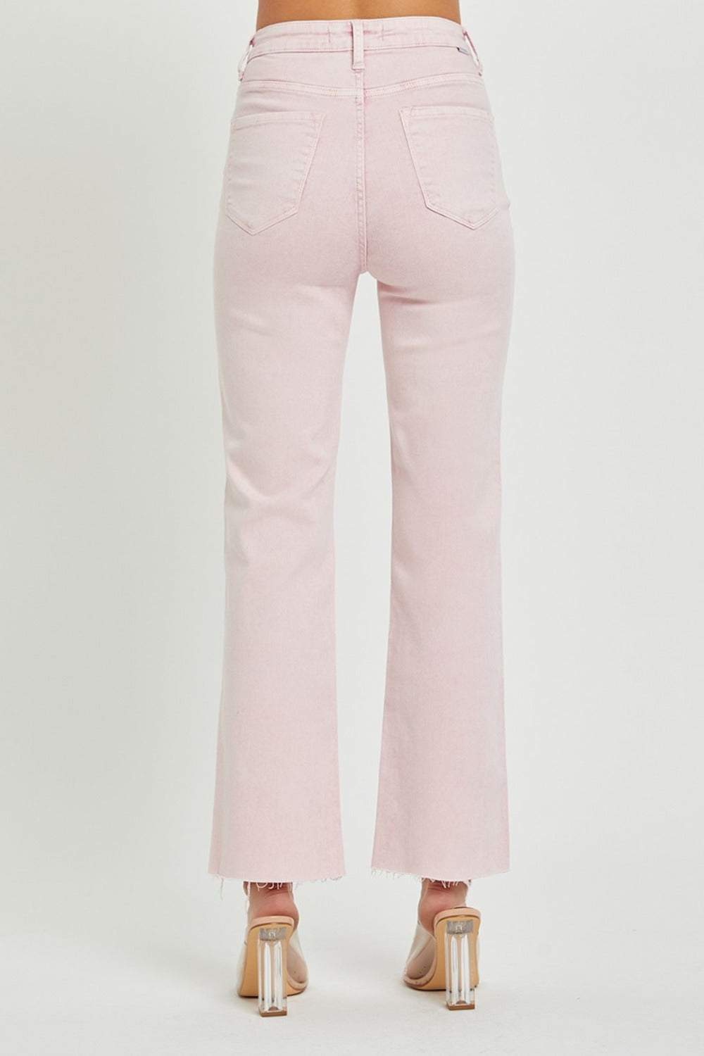 RISEN Full Size High Rise Tummy Control Straight Jeans- Acid Pink