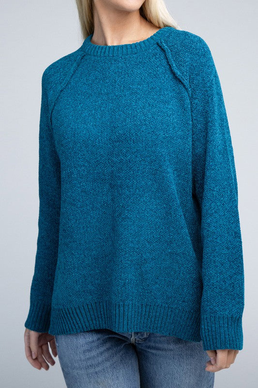 Raglan Chenille Sweater - Zenana