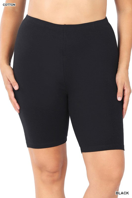 Plus Premium Cotton Biker Shorts - Zenana