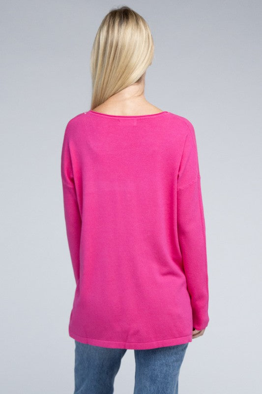 Viscose Front Pockets Sweater - Zenana