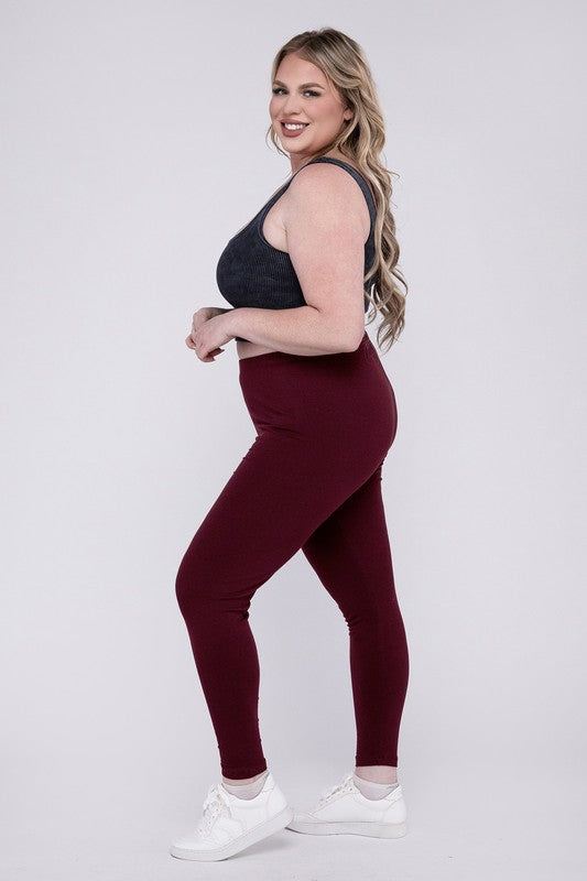 Plus Premium Cotton Full Length Leggings - Zenana