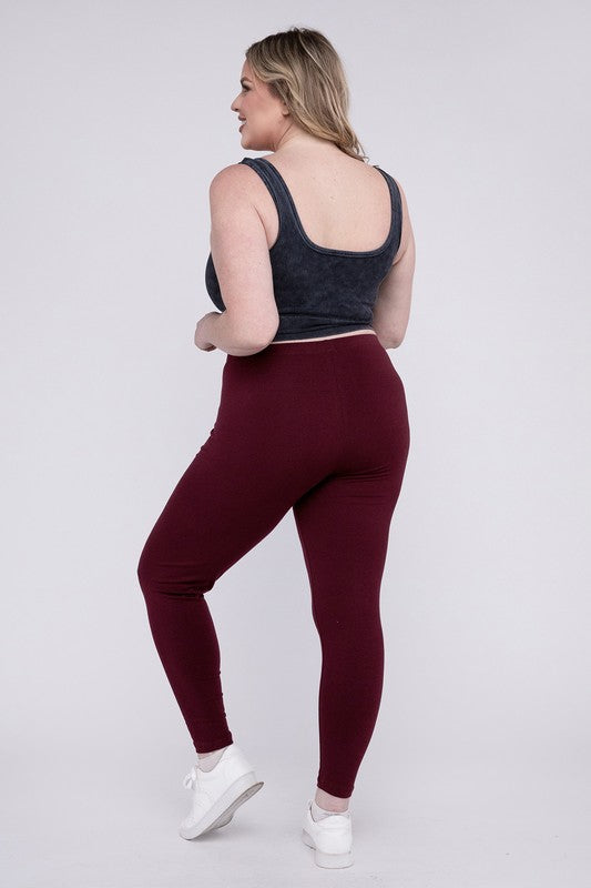 Plus Premium Cotton Full Length Leggings - Zenana