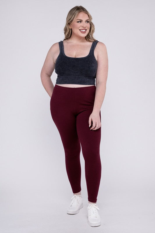 Plus Premium Cotton Full Length Leggings - Zenana