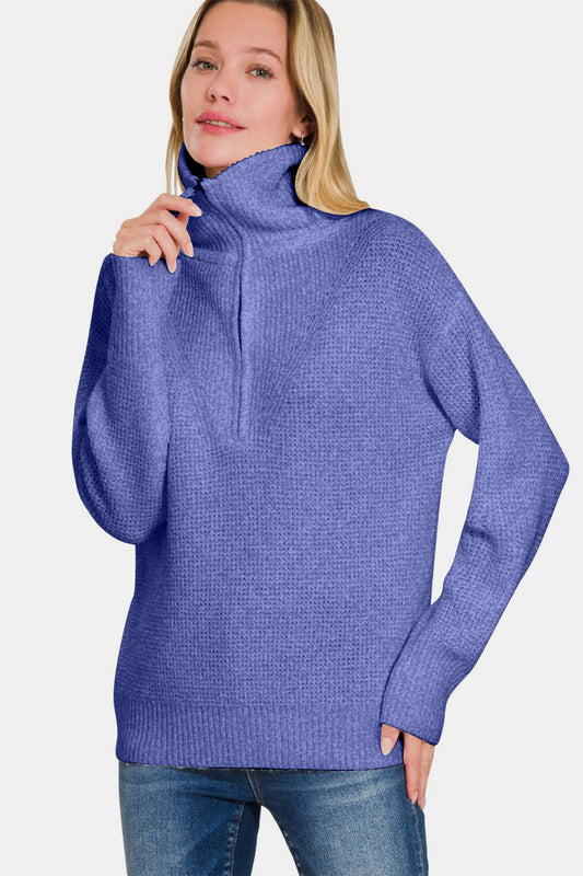 Zenana Half Zip Long Sleeve - Marlin