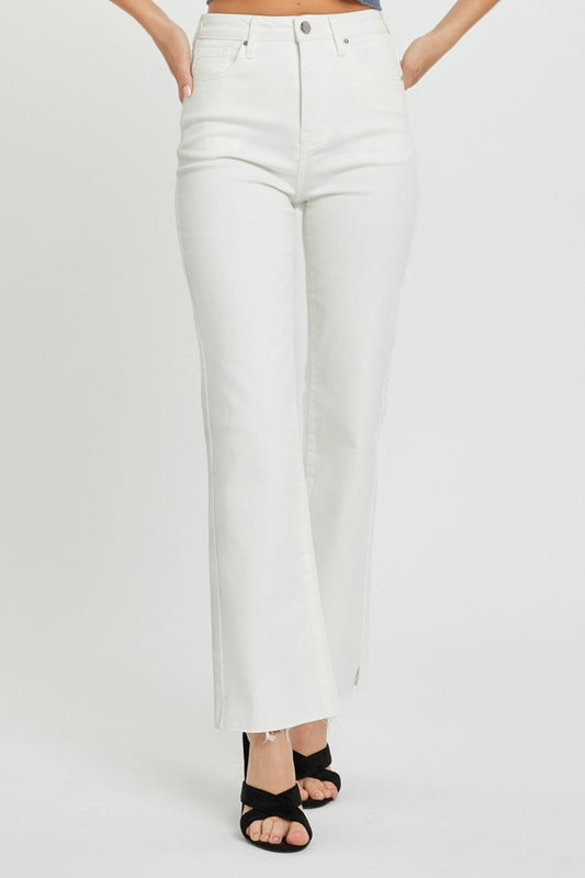 RISEN Full Size High Rise Tummy Control Straight Jeans - White