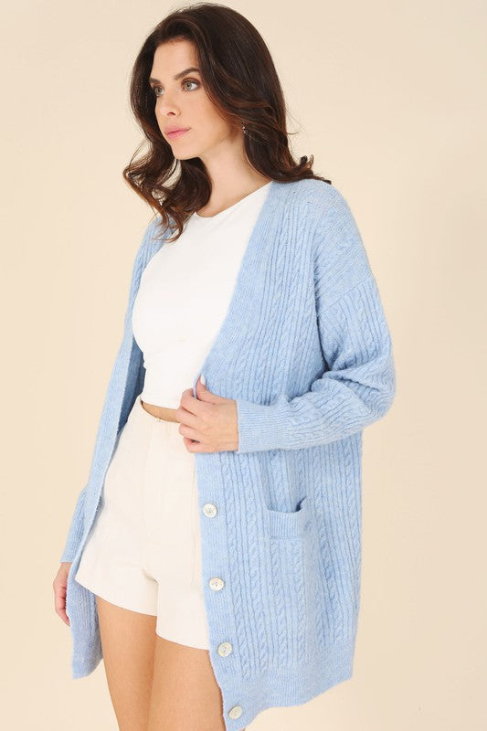 Wool Blended Cable Knitted Cardigan - Lilou