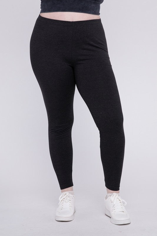 Plus Premium Cotton Full Length Leggings - Zenana