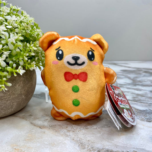 Bubble Stuffed Squishy Friends Toy - Holiday Holly Jolly - Bear Gingerbread Man