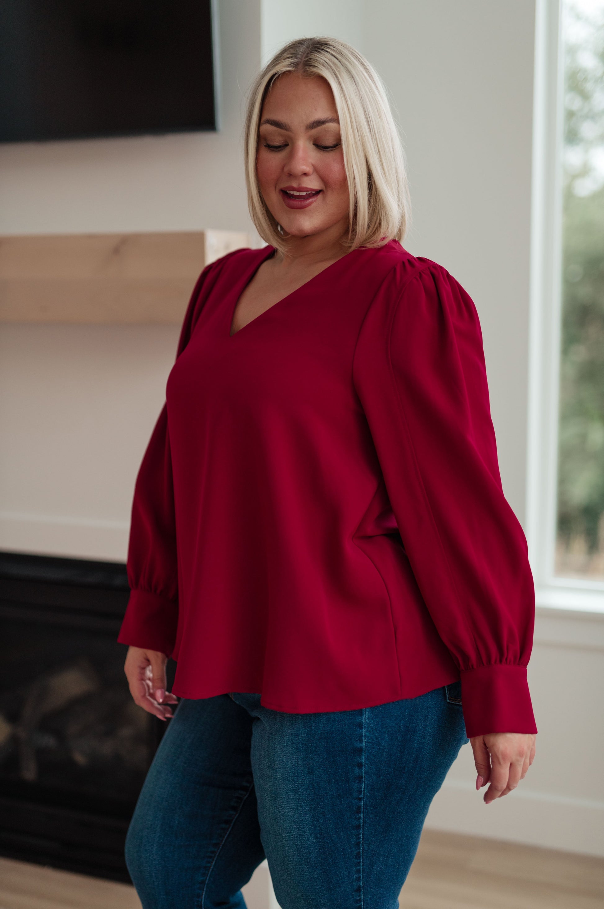 Back in Business V-Neck Blouse - Jodifl