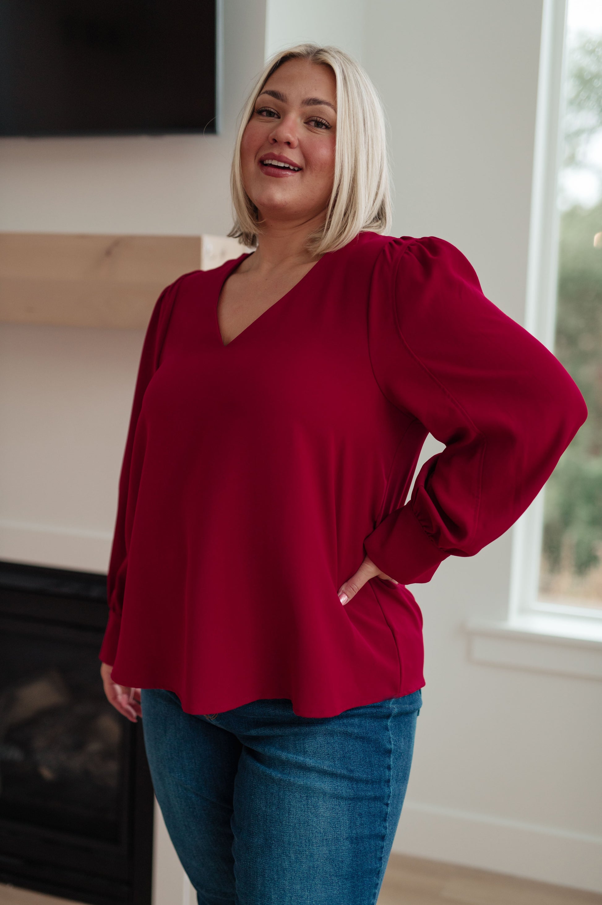 Back in Business V-Neck Blouse - Jodifl