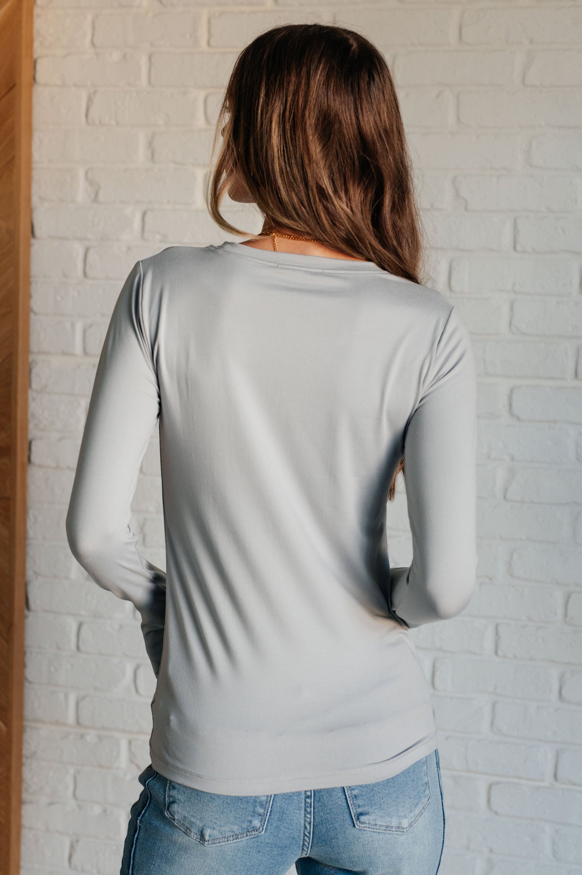 Basically Perfect Brushed Microfiber Tee in Light Grey - Zenana