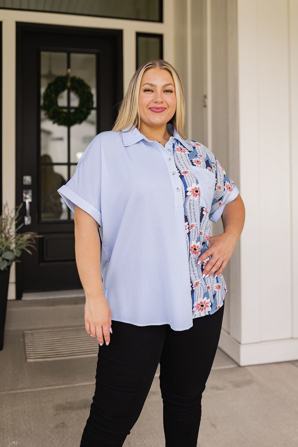 Best Of Both Worlds Button Down Top - Jodifl