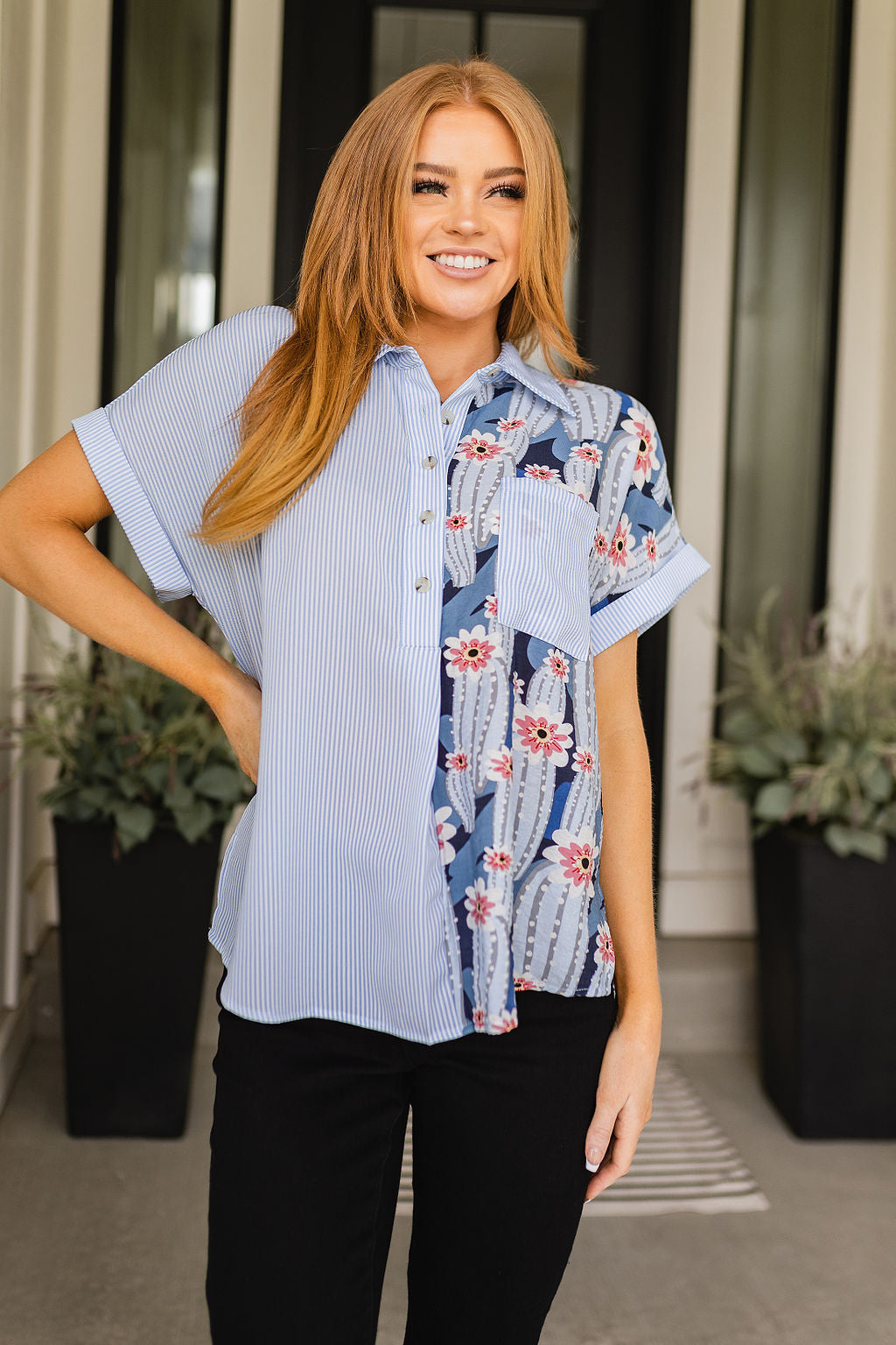 Best Of Both Worlds Button Down Top - Jodifl