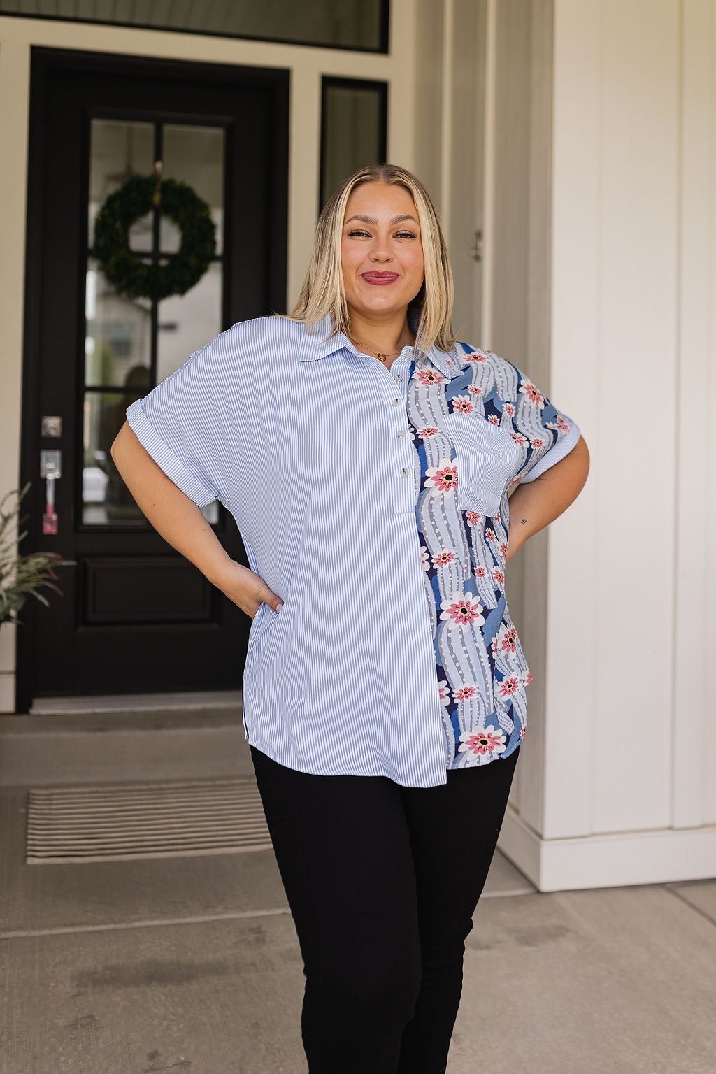 Best Of Both Worlds Button Down Top - Jodifl