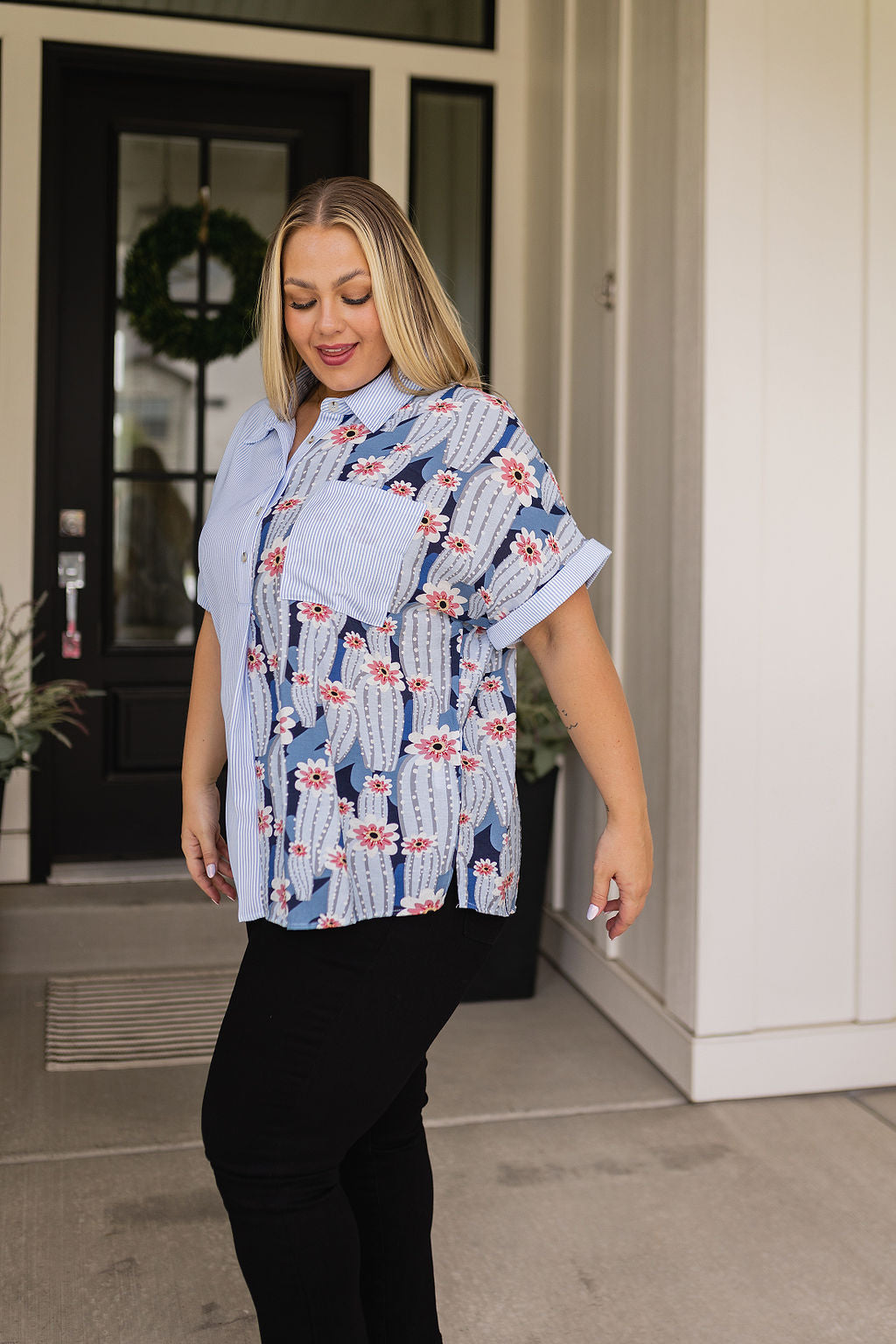 Best Of Both Worlds Button Down Top - Jodifl