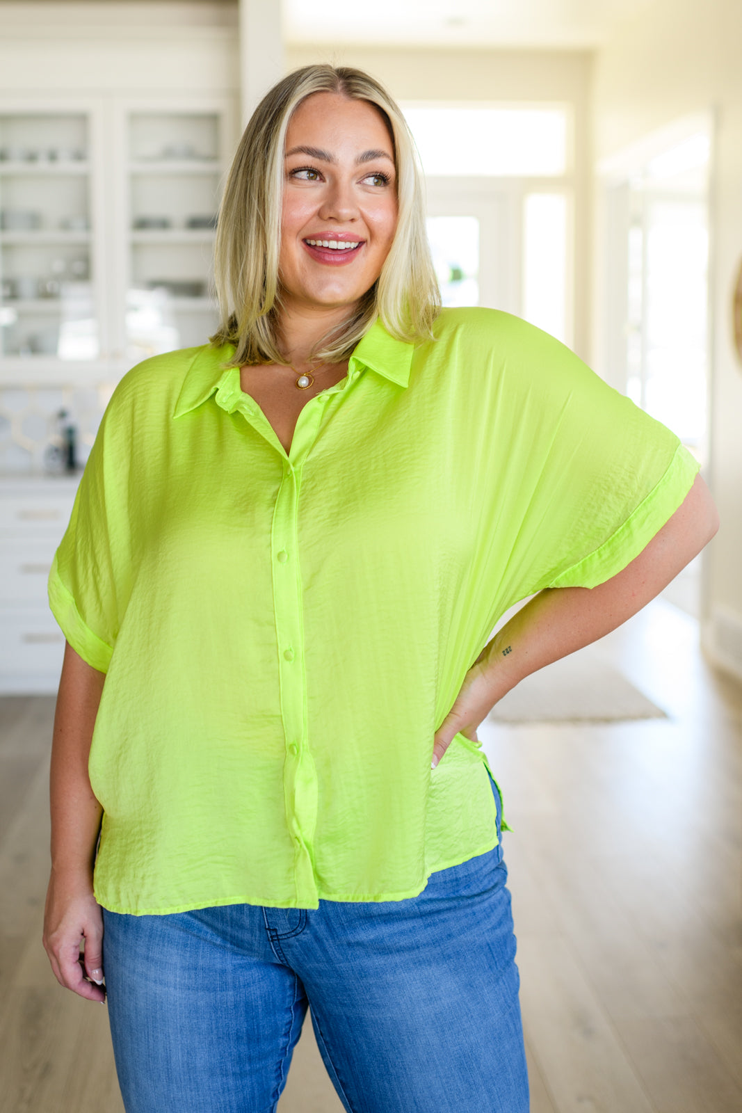 Bright Idea Button Down in Citrus - Jodifl