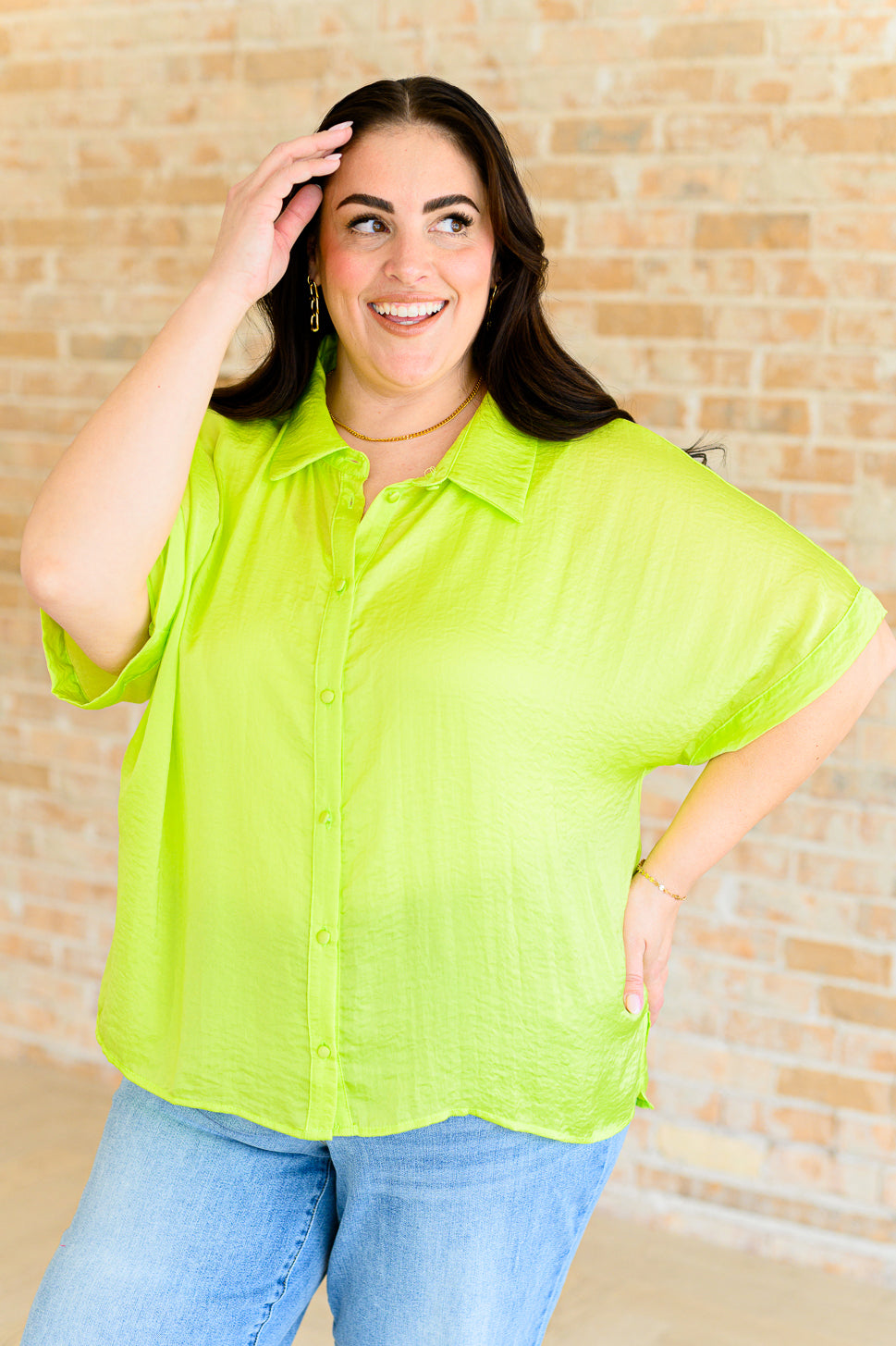 Bright Idea Button Down in Citrus - Jodifl