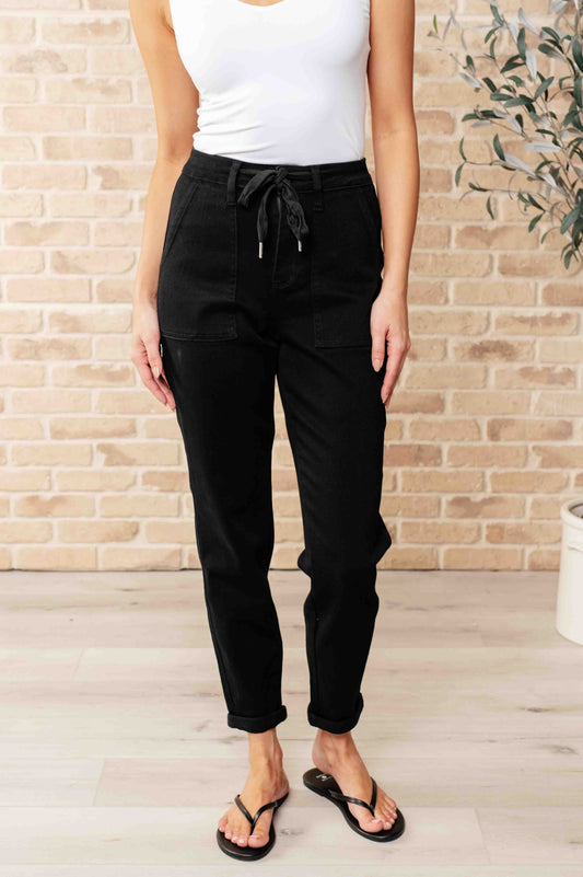 Carmen Double Cuff Joggers in Black - Judy Blue