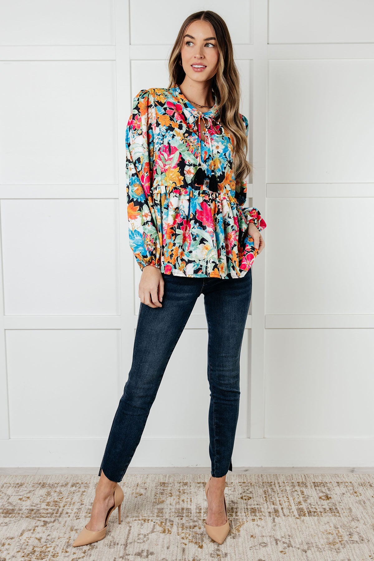 Carry Me Away Floral Peplum Blousev - One Eleven North