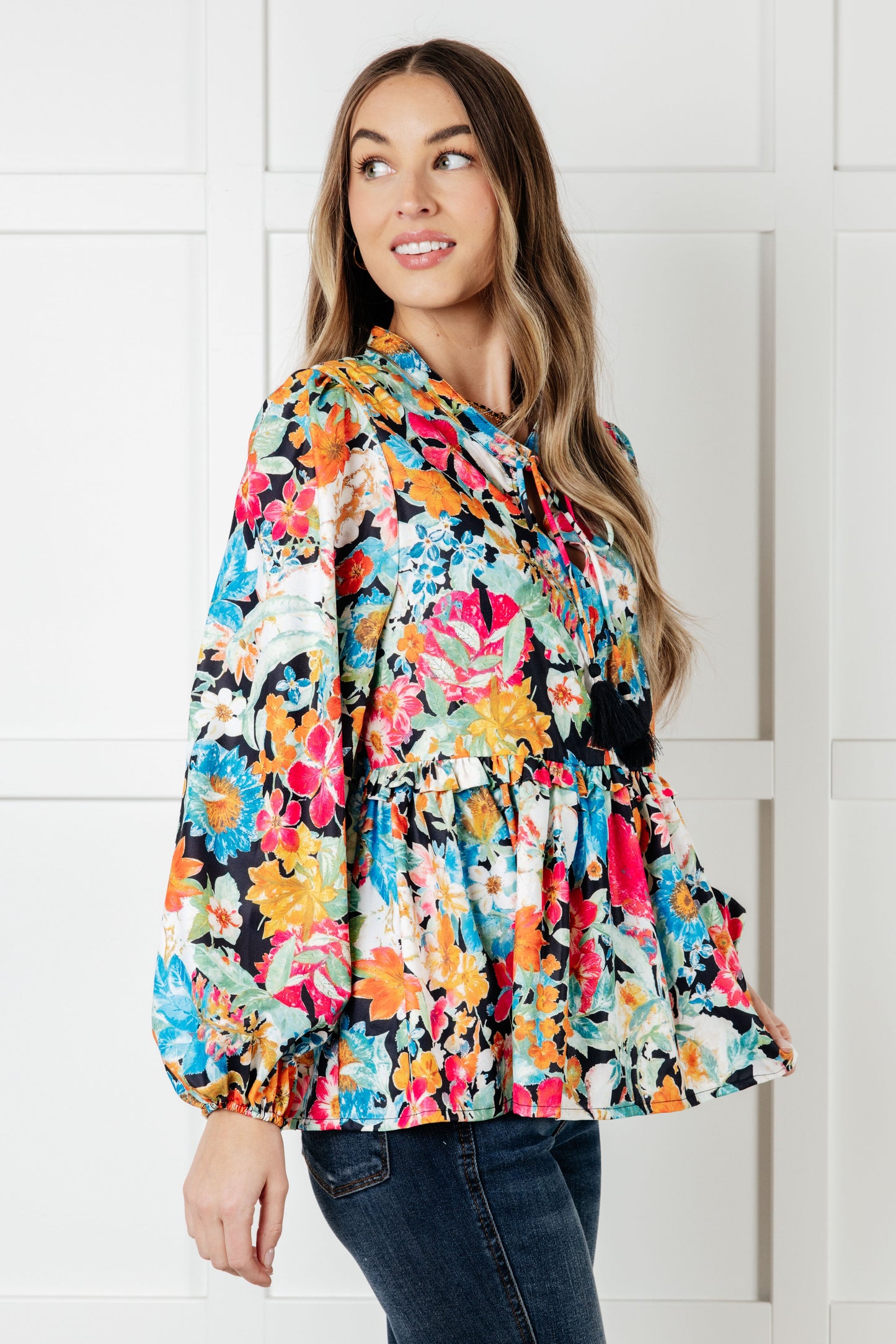 Carry Me Away Floral Peplum Blousev - One Eleven North