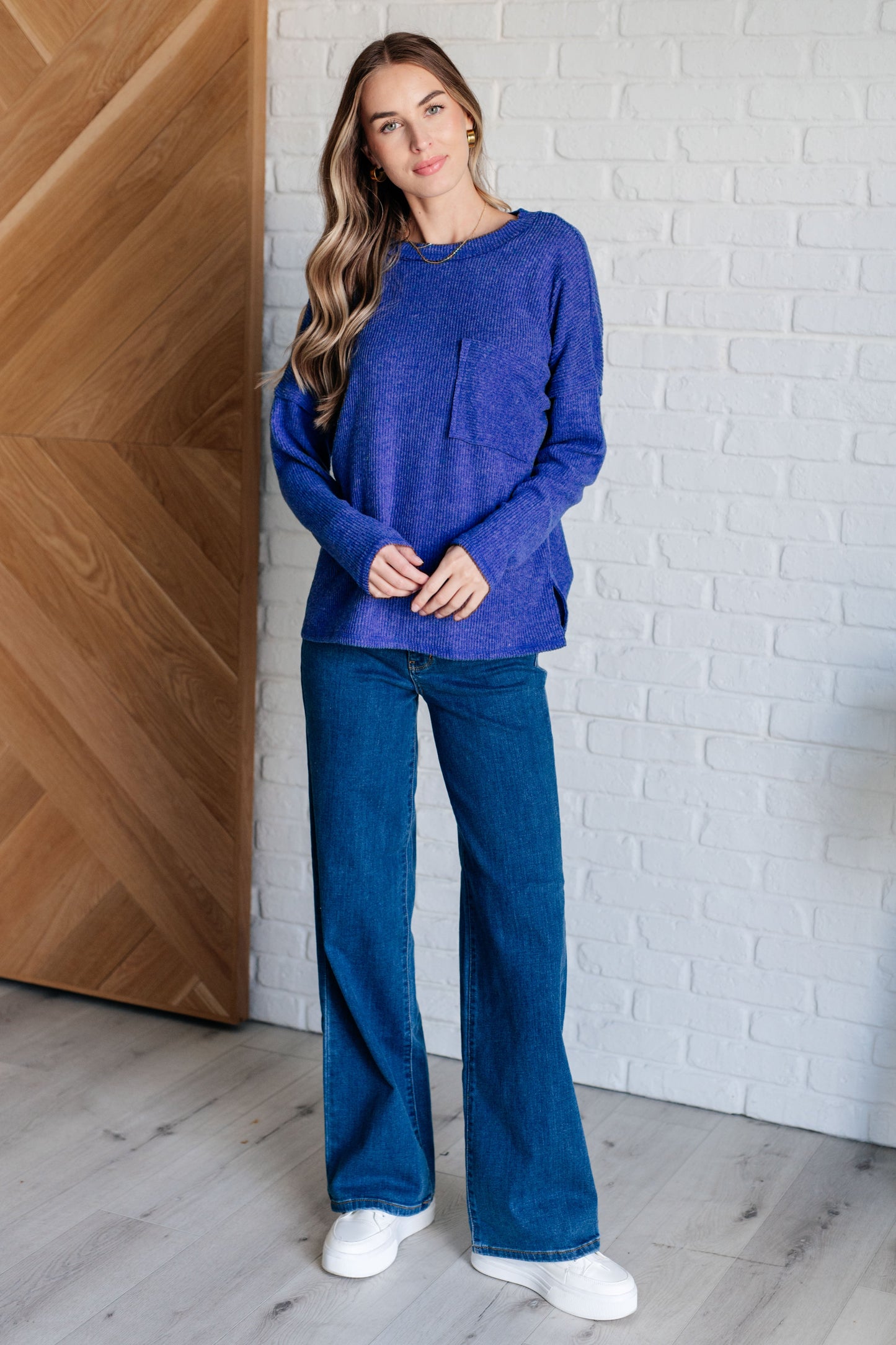 Casual Tuesday Ribbed Knit Sweater in Bright Blue - Zenana