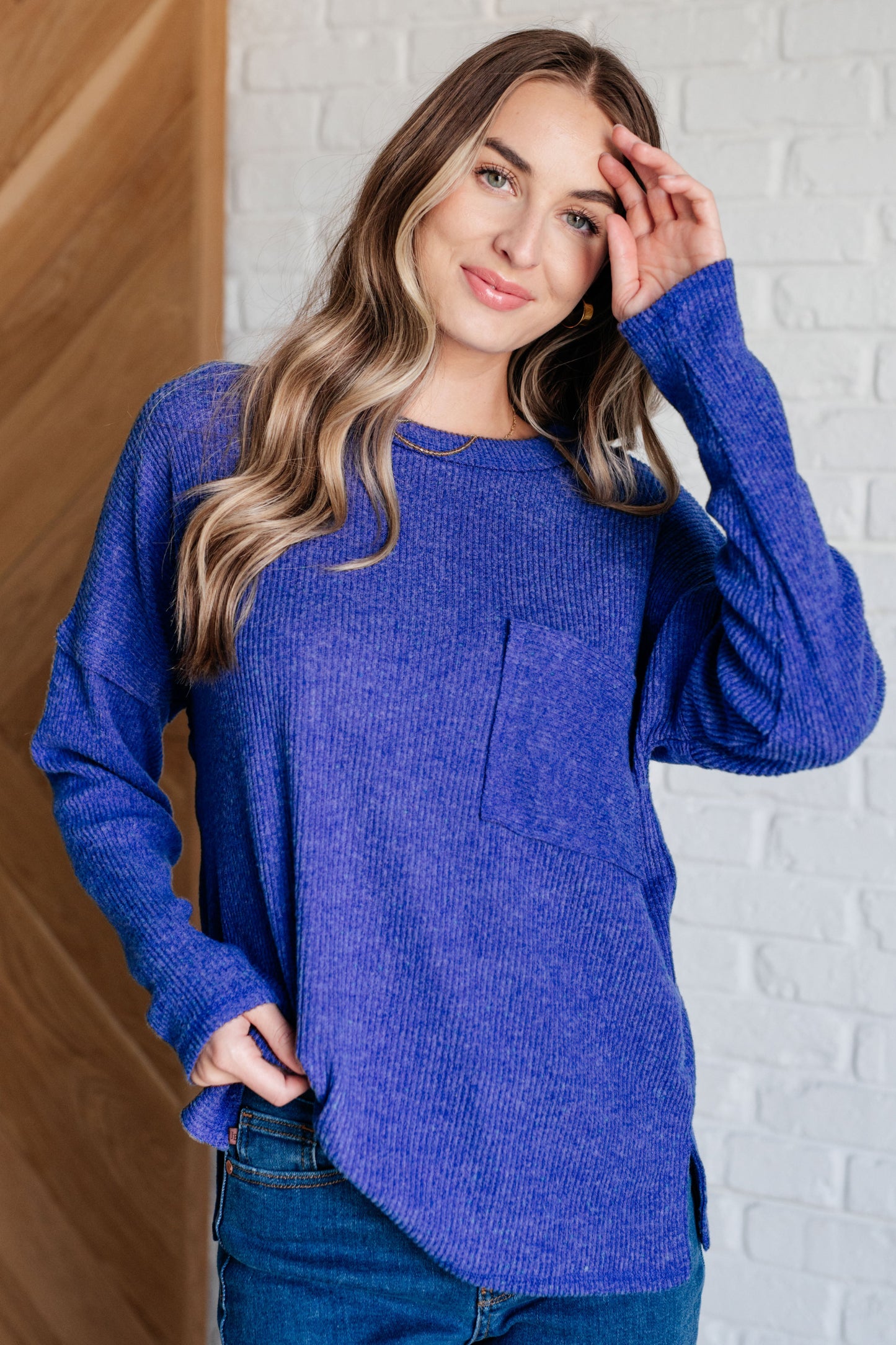 Casual Tuesday Ribbed Knit Sweater in Bright Blue - Zenana