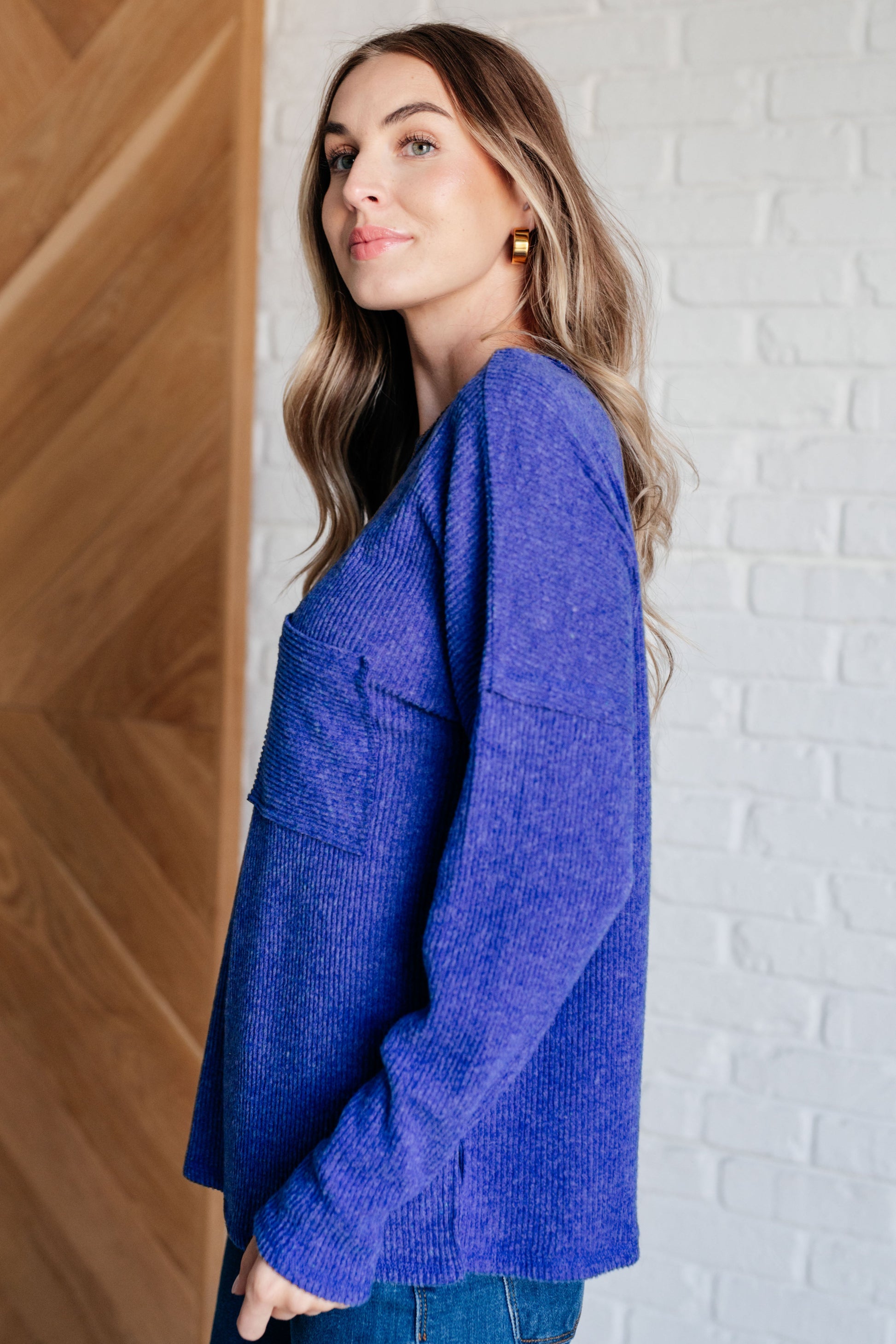 Casual Tuesday Ribbed Knit Sweater in Bright Blue - Zenana