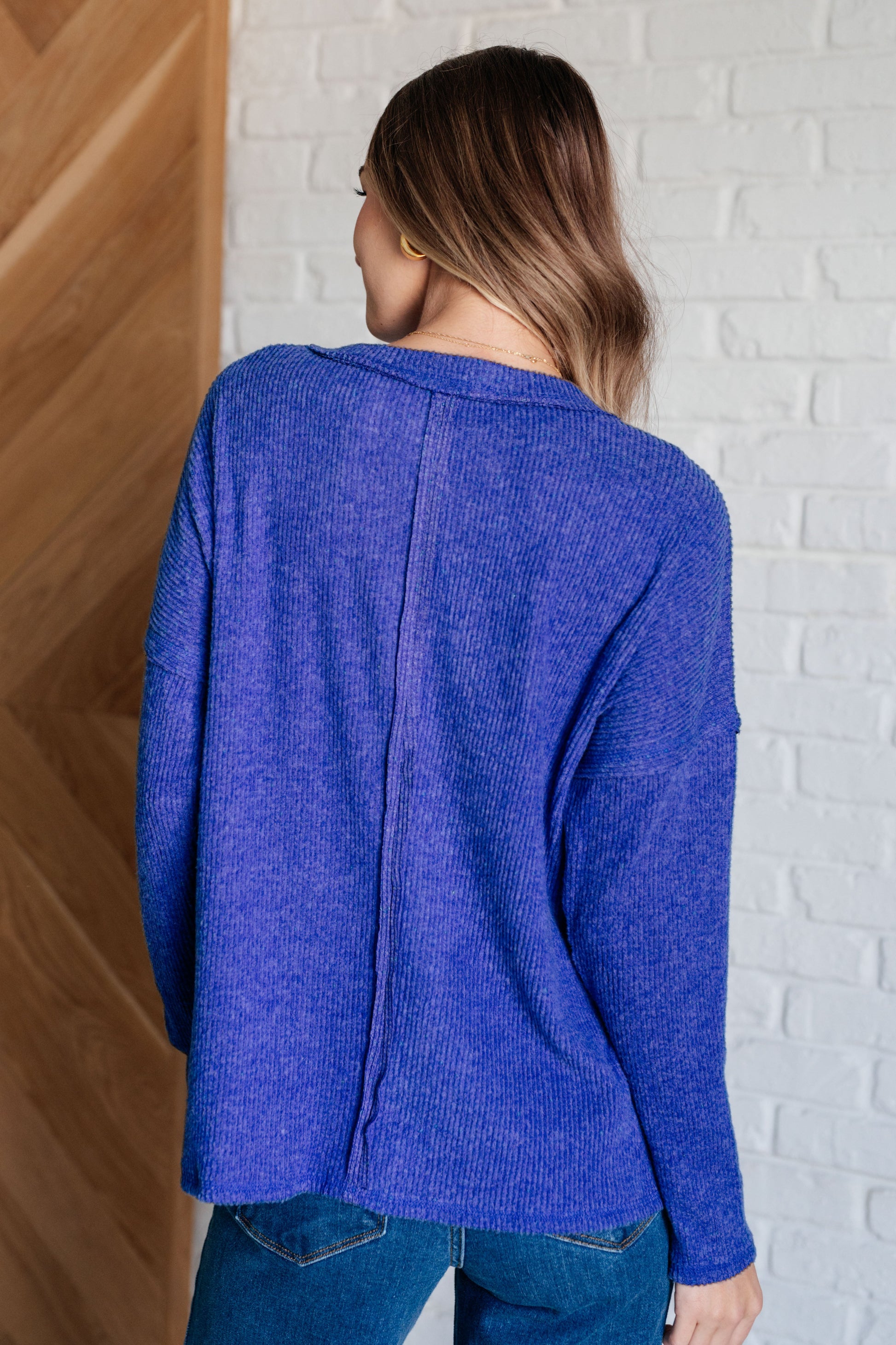 Casual Tuesday Ribbed Knit Sweater in Bright Blue - Zenana