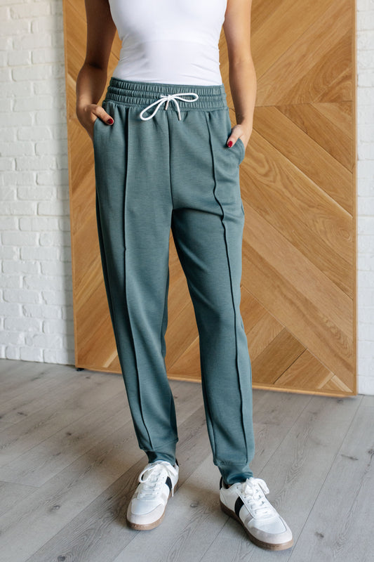Center Seam Scuba Joggers in Ash Jade - Zenana