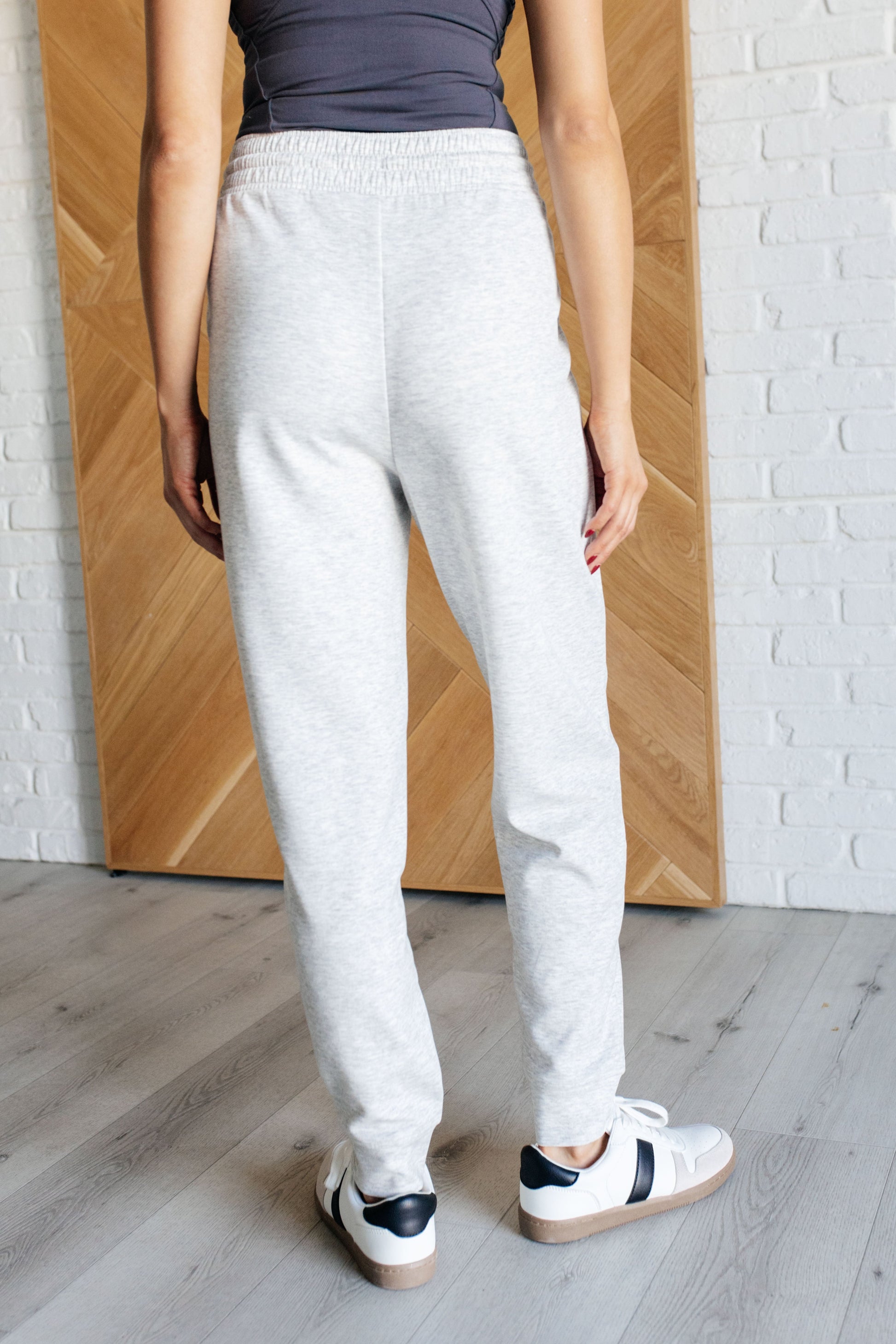 Center Seam Scuba Joggers in Heather Grey - Zenana