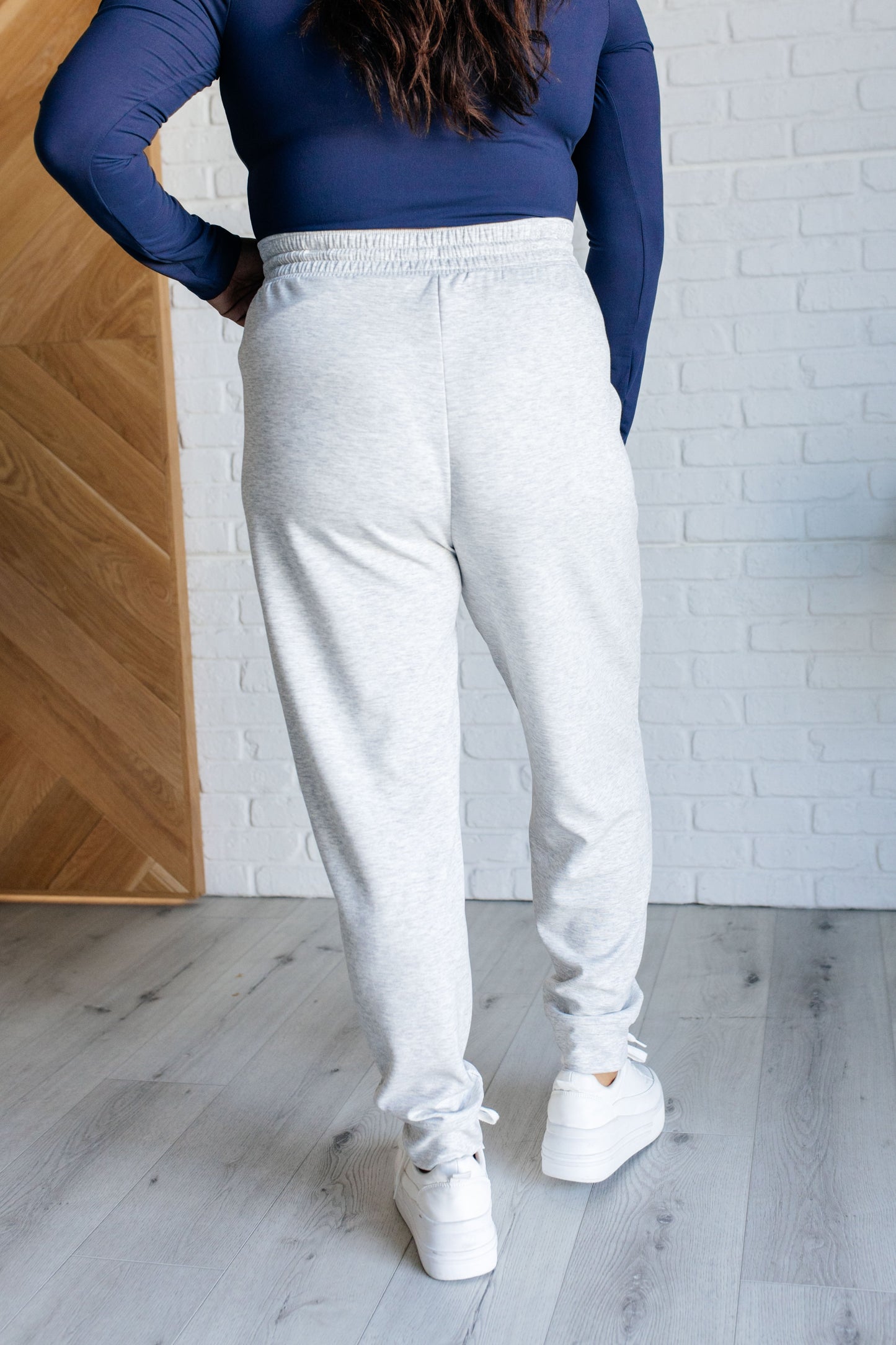 Center Seam Scuba Joggers in Heather Grey - Zenana