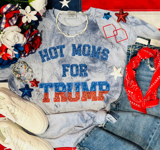 Hot Moms For Trump Faux Patch Tee