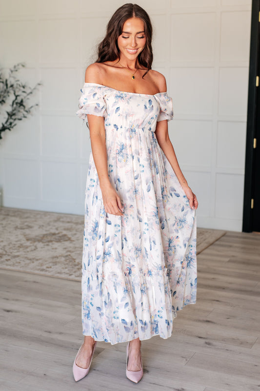 Gentle Yet Strong Balloon Sleeve Floral Dress - Polagram