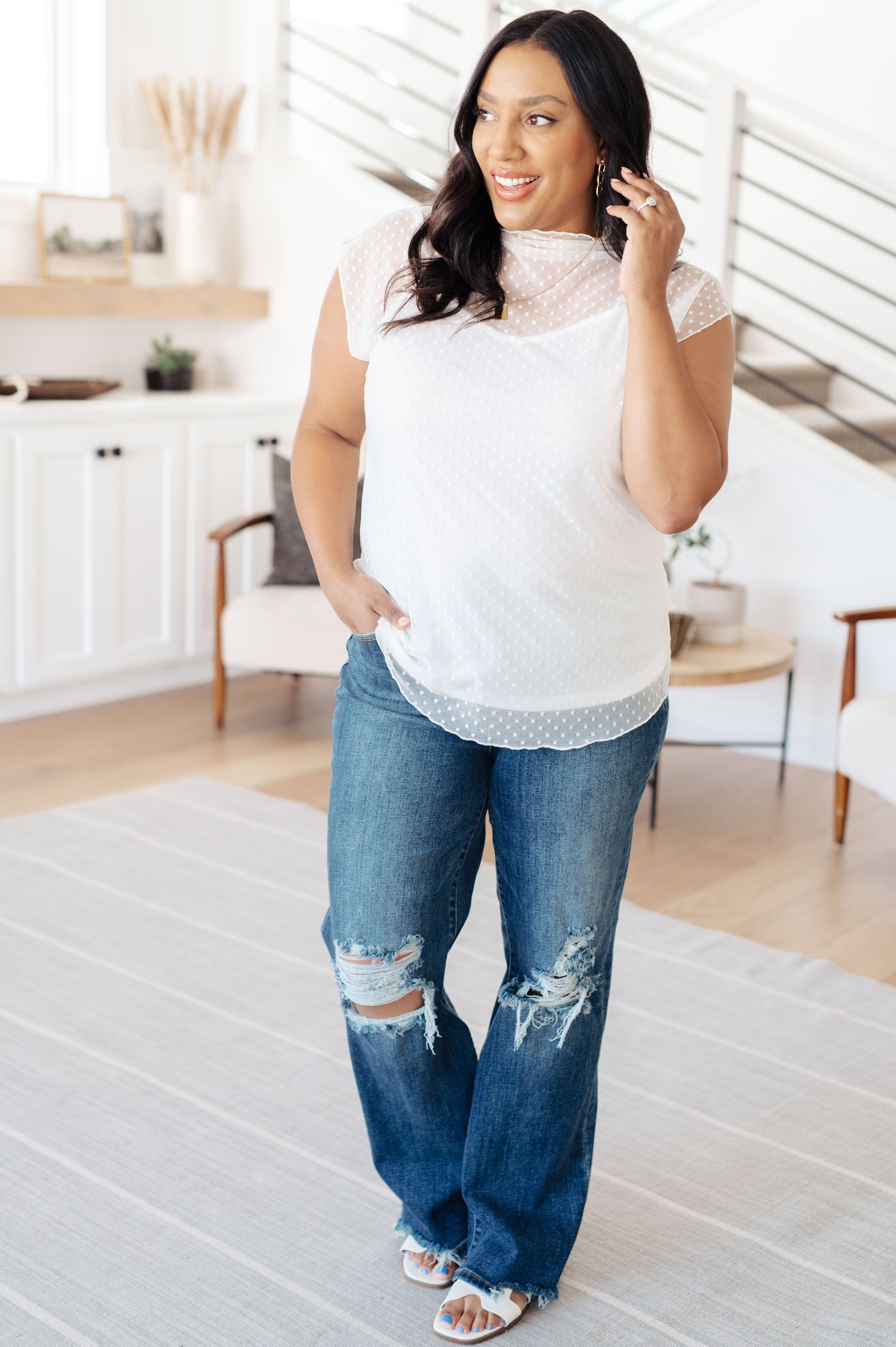 Here And Now Layering Top In Cream - White Birch