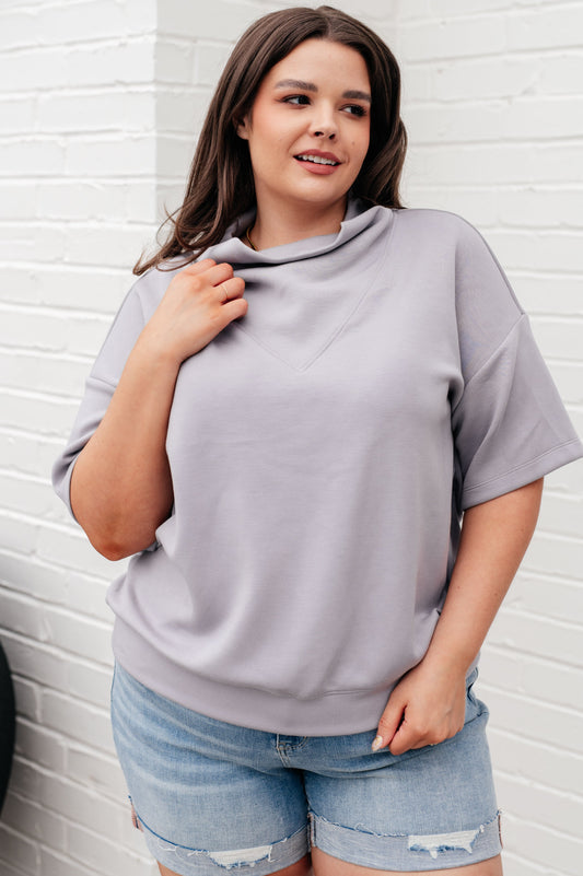 I Just Felt Like It Mock Neck Top in Mystic Grey - Rae Mode