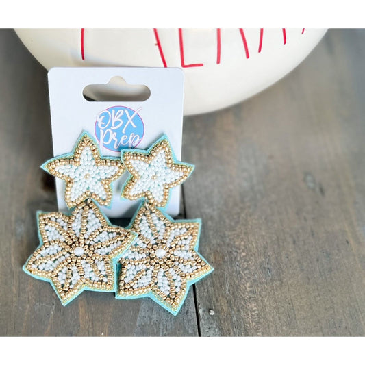 Snowflake Bright Christmas Seed Beaded Earrings 