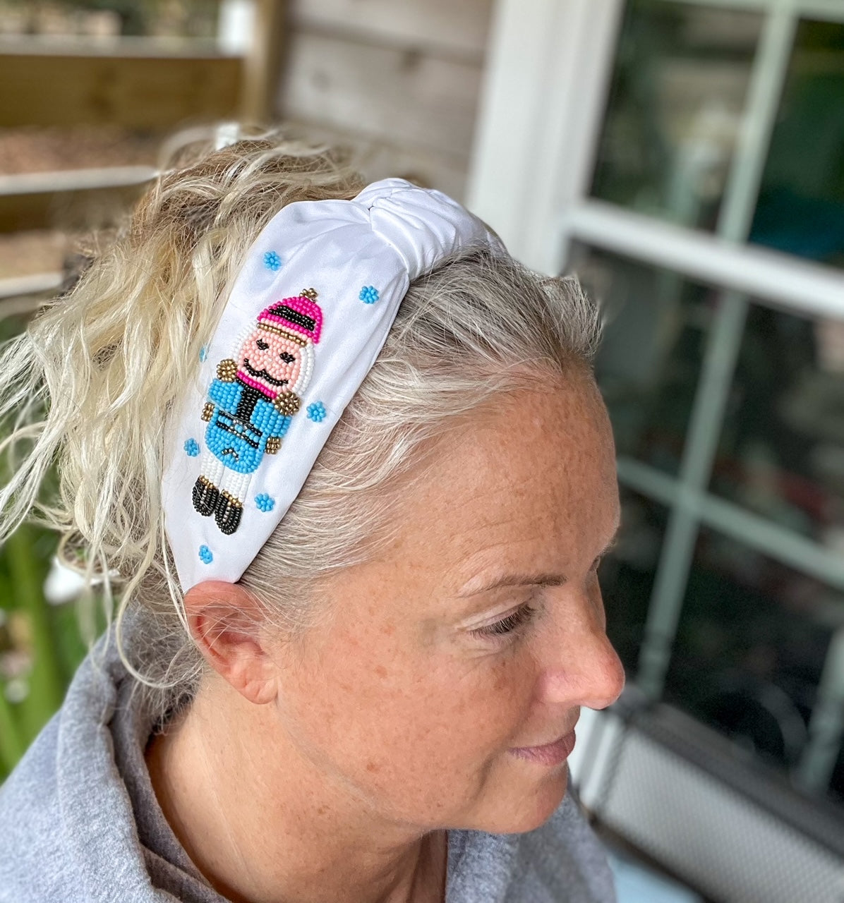 Christmas Pink Blue Nutcracker Beaded Headband OBX Exclusive