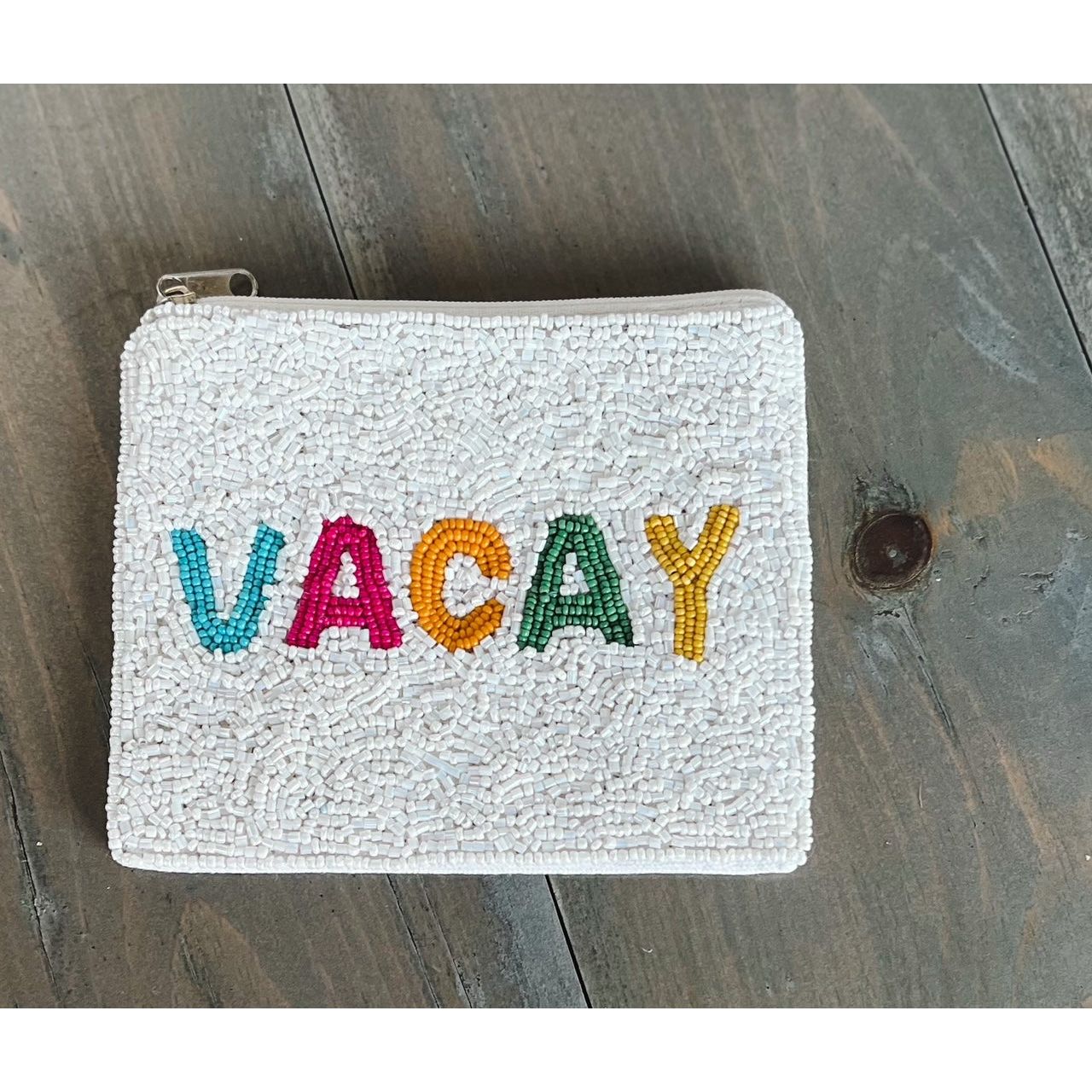 Bright Vacay Seed Beaded Coin Purse.