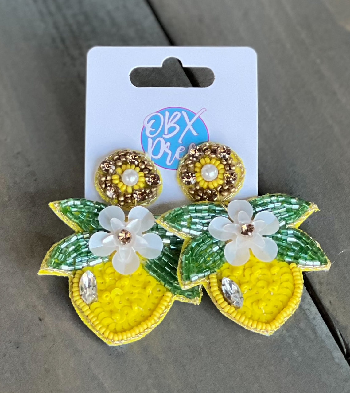 Lemon Seed Bead Dangle Earrings