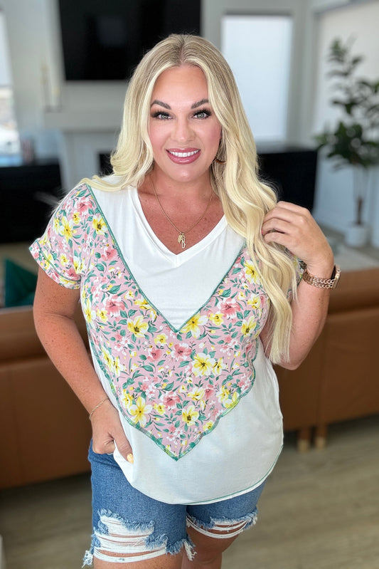 To Rock a Rhyme Color Block Top in Pink Floral - Sew In Love