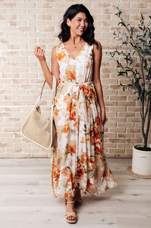 It's All Sunshine V-Neck Floral Dress in Orange - HYFVE