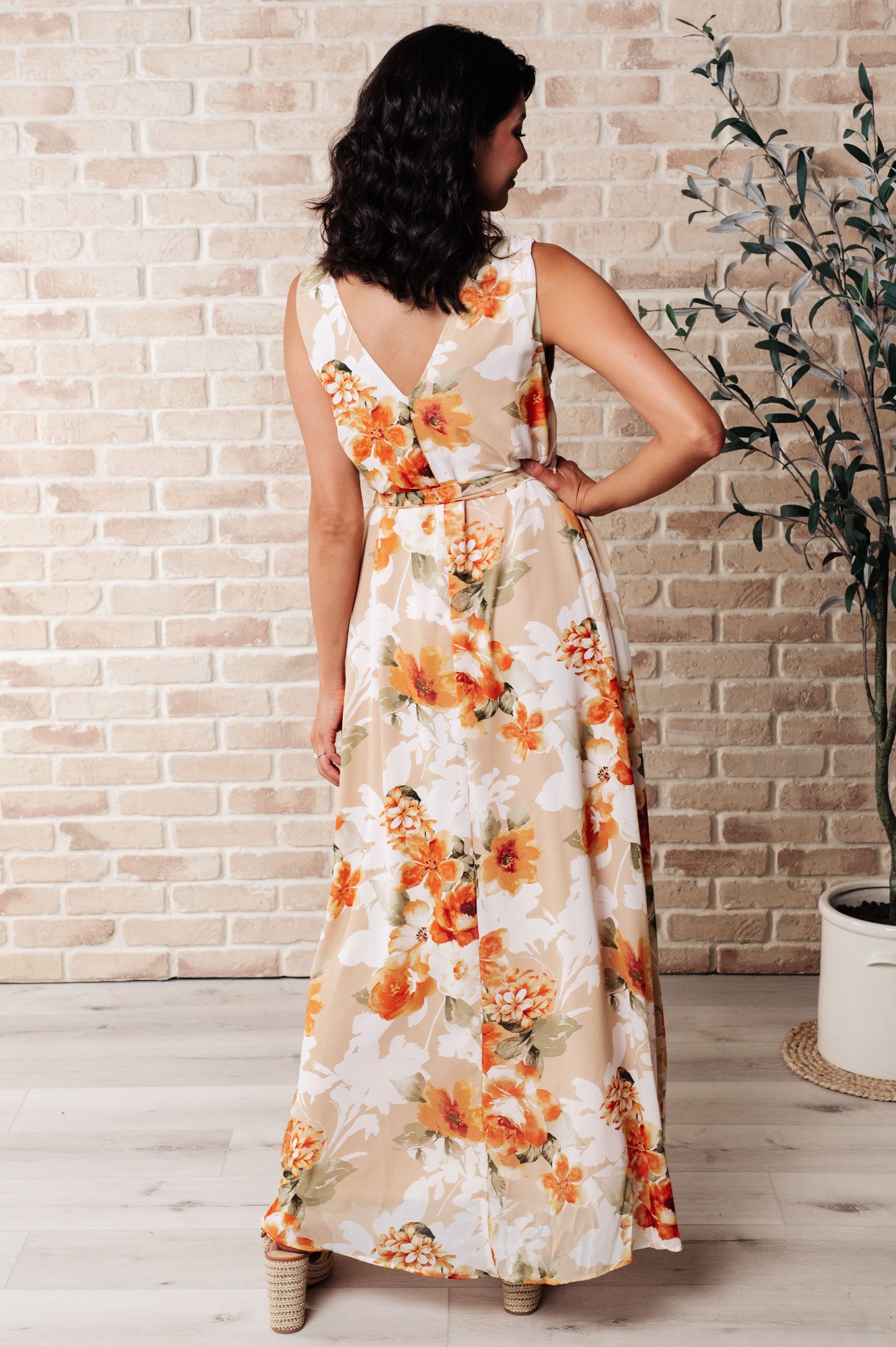 It's All Sunshine V-Neck Floral Dress in Orange - HYFVE