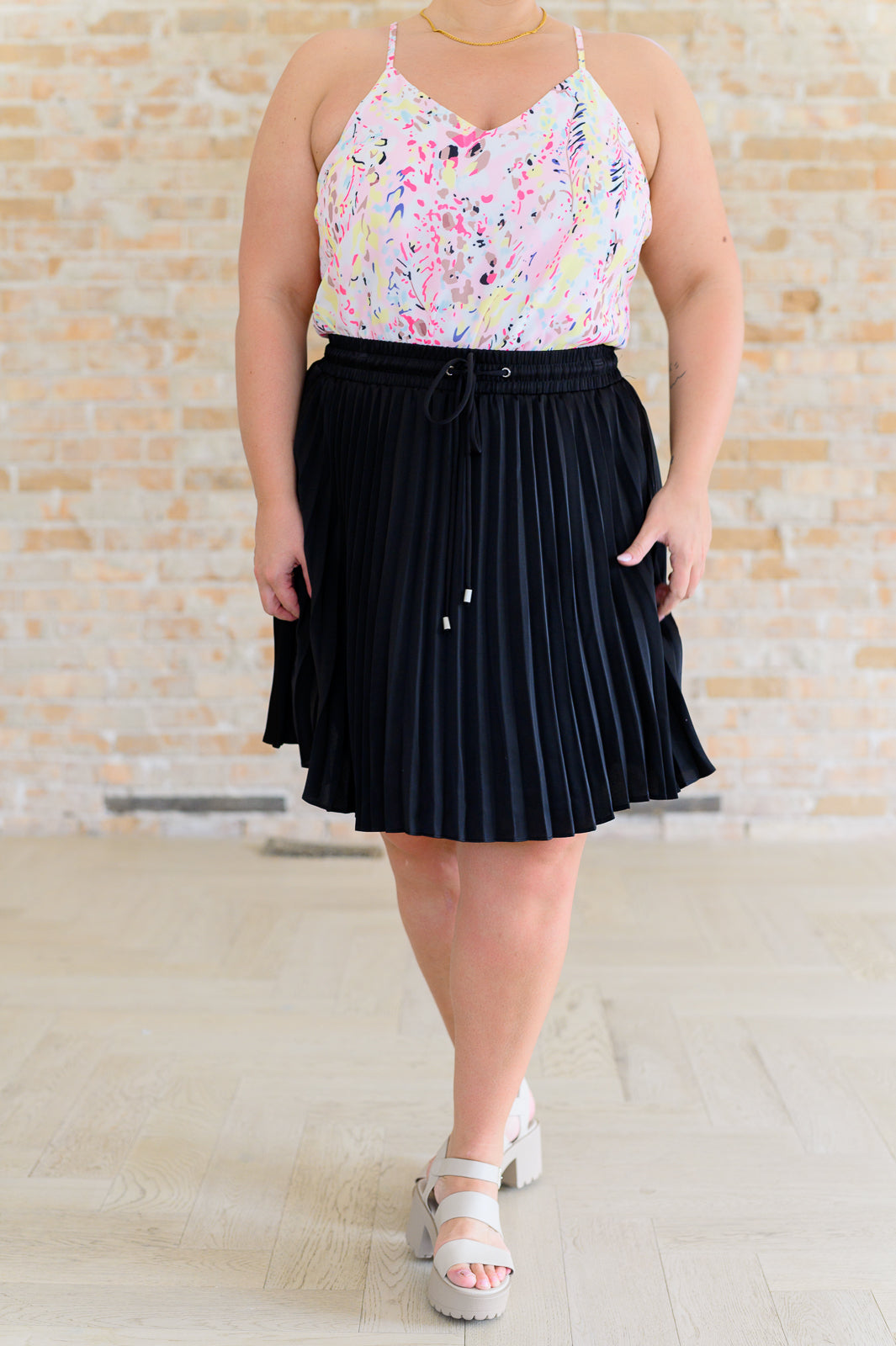 Just a Flirt Pleated Skirt in Black - Jodifl