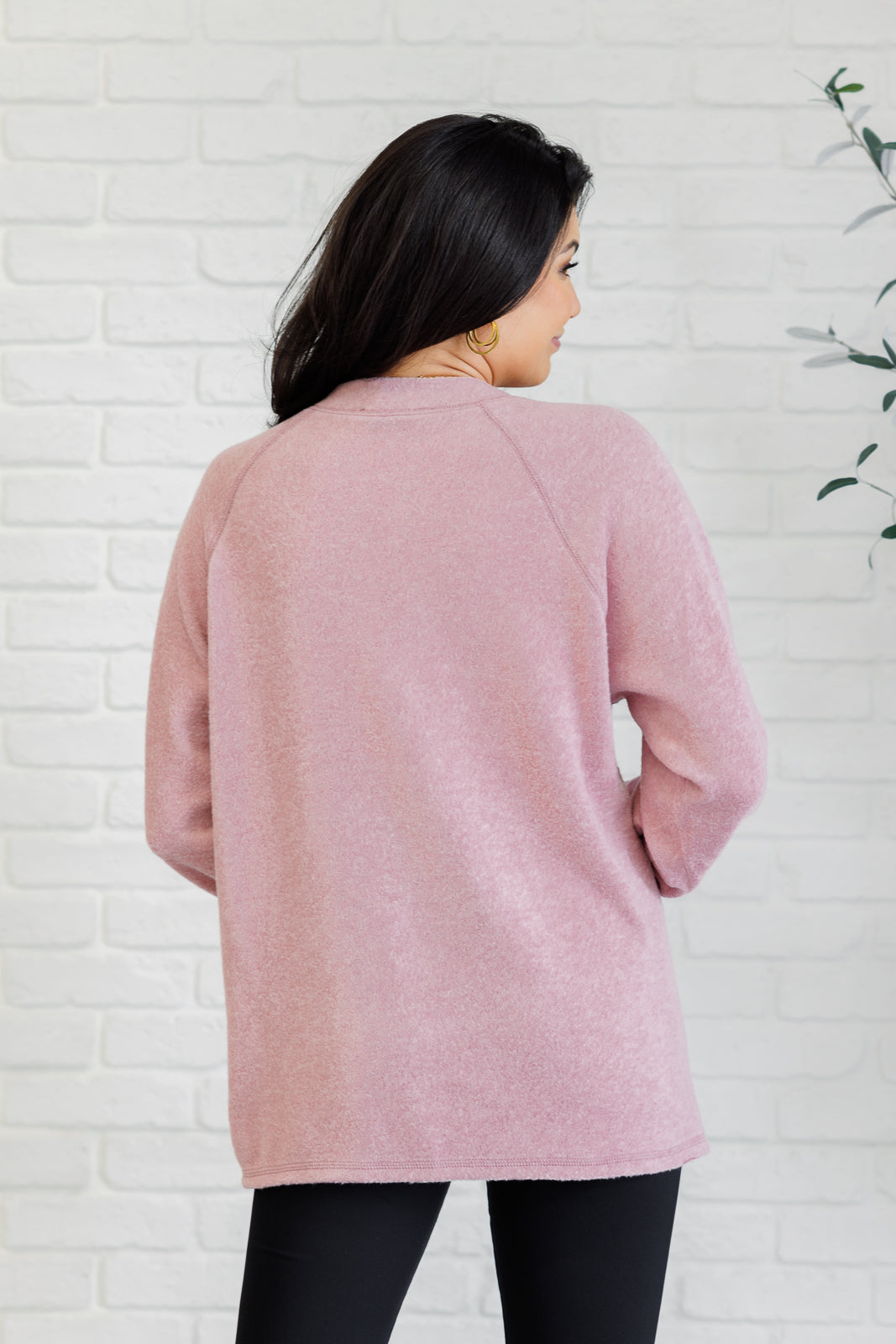 Keeping it Real Brushed Melange Hacci Long Sleeve Tee in Light Rose - Zenana