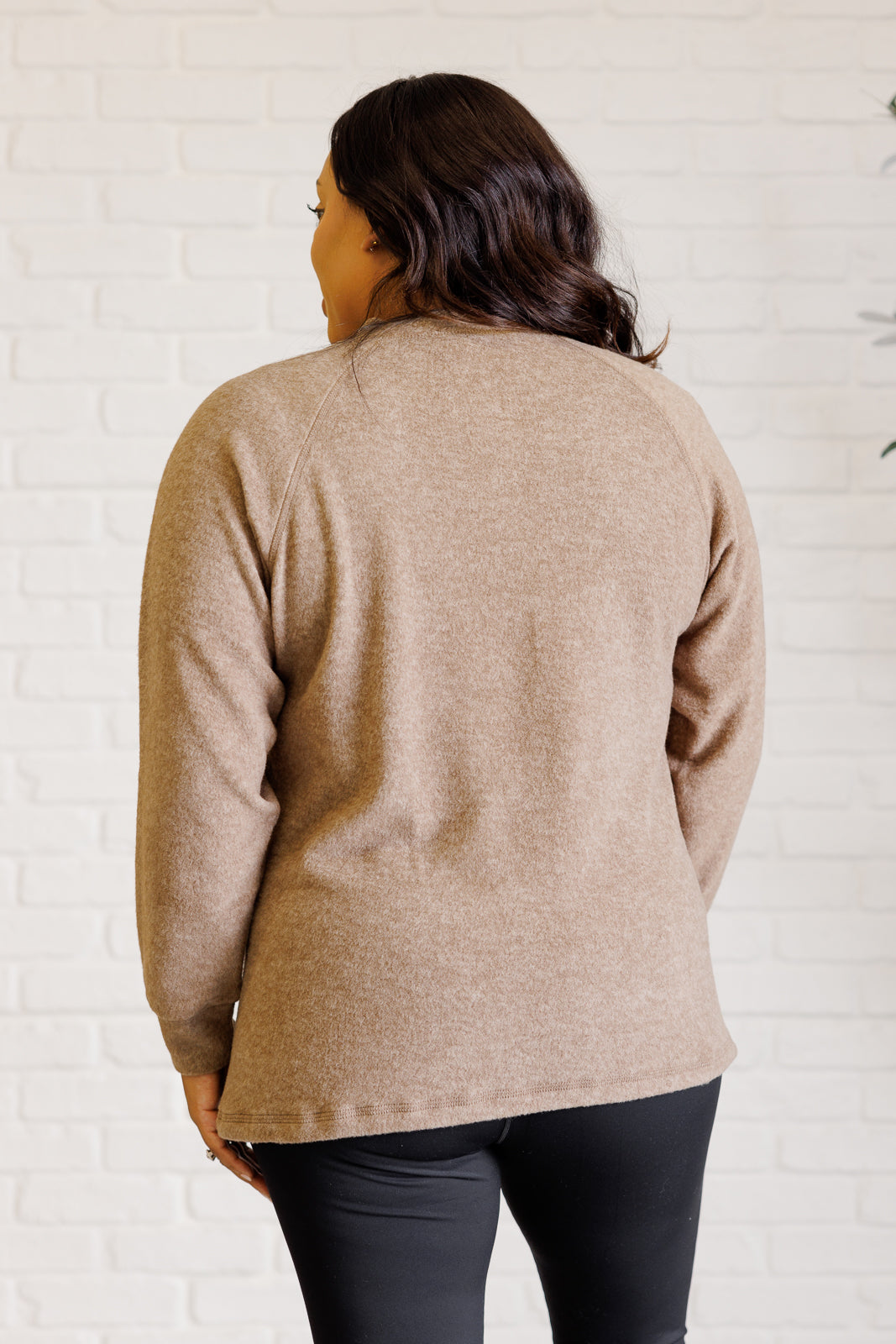 Keeping it Real Brushed Melange Hacci Long Sleeve Tee in Mocha - Zenana