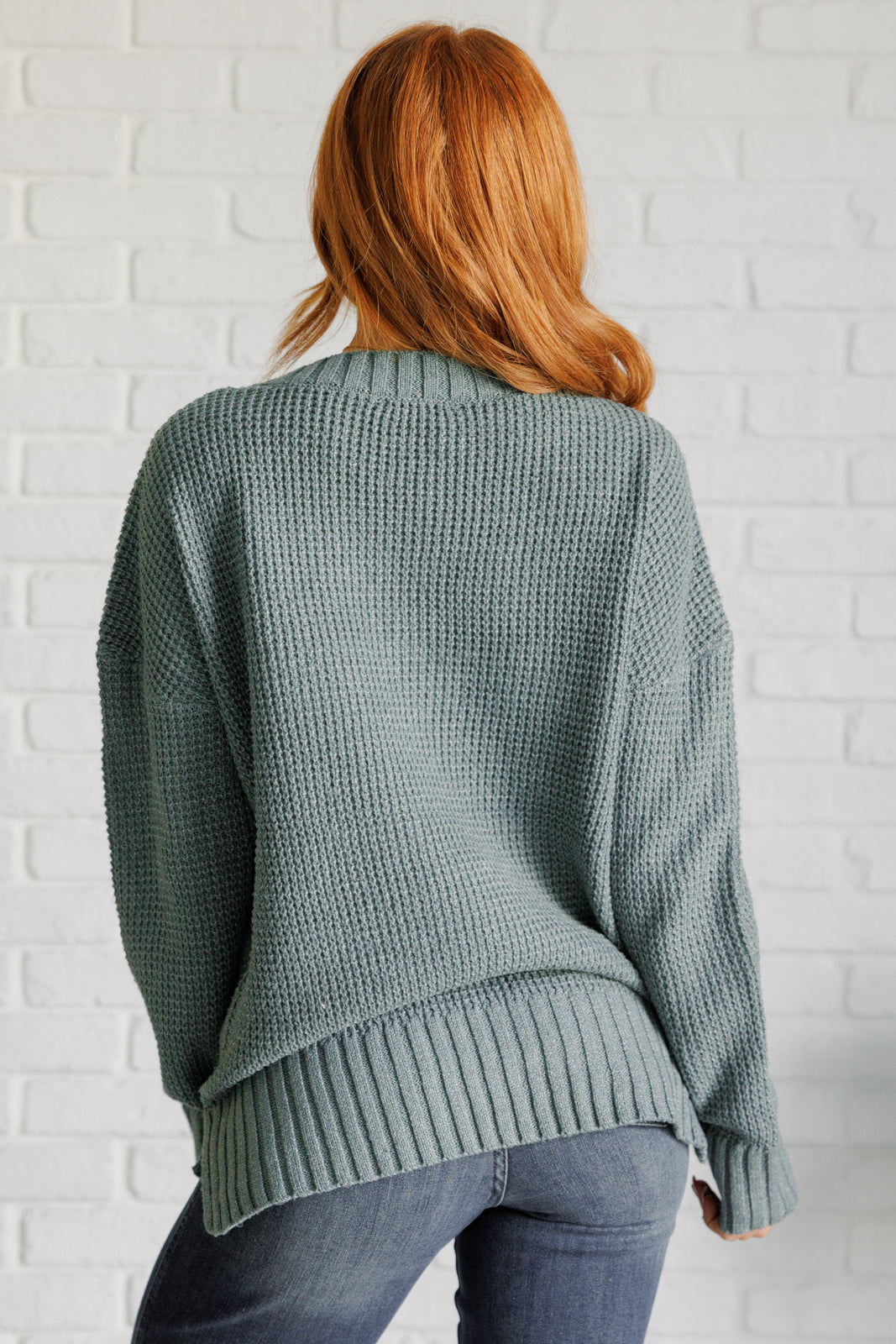 Lakeside View Drop Shoulder Sweater in Sage - Very J