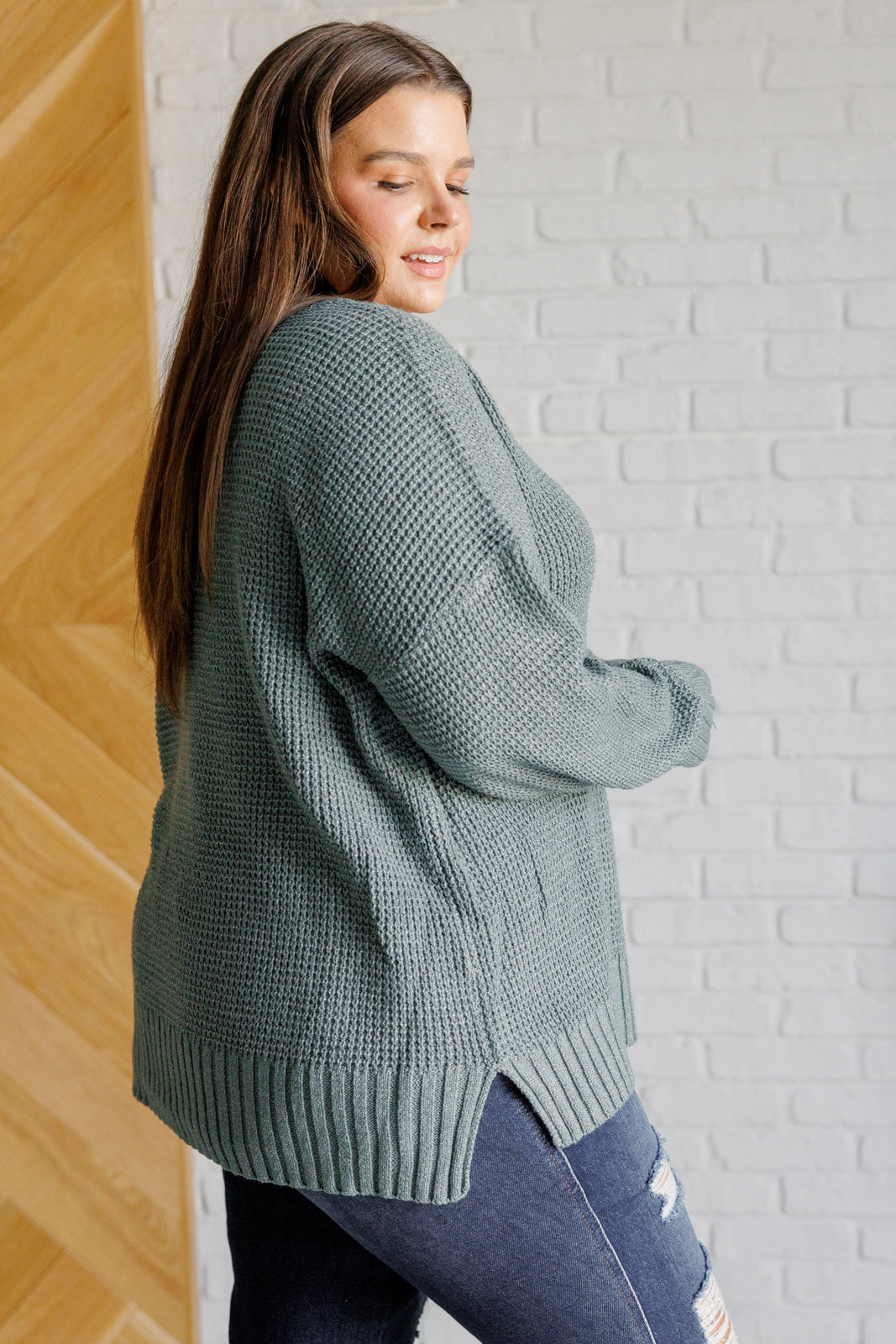 Lakeside View Drop Shoulder Sweater in Sage - Very J