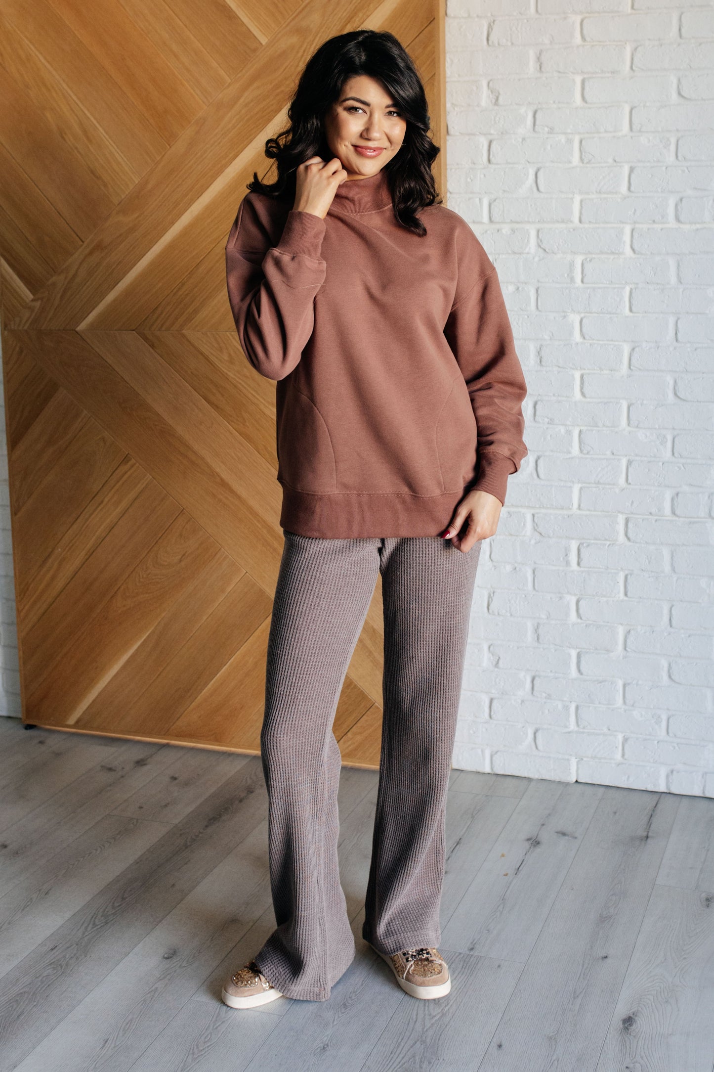 Set Process Mineral Wash Waffle Knit Pants in Brown - Rae Mode