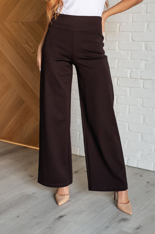 Magic Wide Leg Pants in Chocolate - Dear Scarlett