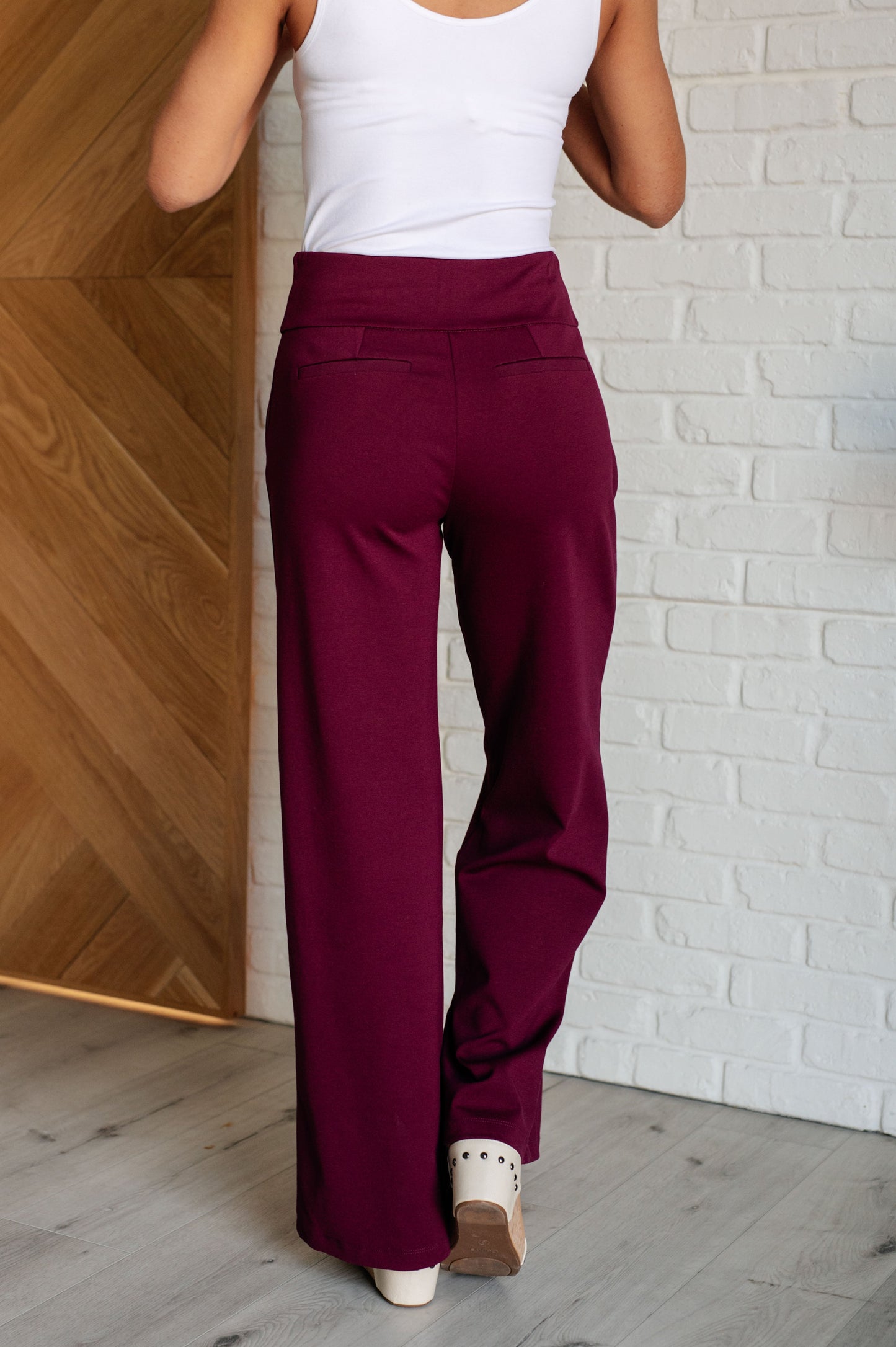 Magic Wide Leg Pants in Wine - Dear Scarlett